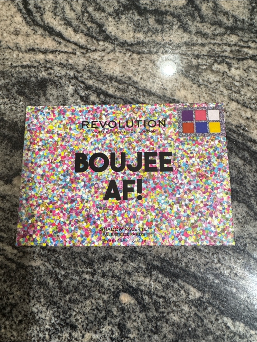 Revolution Boujee AF! Palette - Multicolor Confetti Design 6 Bold Rainbow Colors